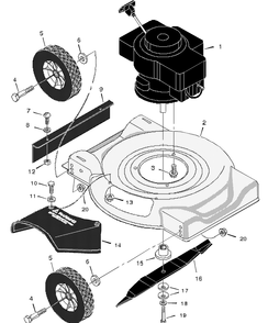 Mower Housing Assembly Diagram and Parts List for 20103X34A 1997 Briggs and Stratton Lawn Mower